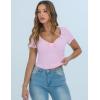 imageBlooming Jelly Women Summer Short Sleeve T Shirts Twist Front Casual Tops Slim Fit Trendy Tshirts Tee 2025Pink