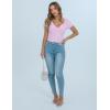 imageBlooming Jelly Women Summer Short Sleeve T Shirts Twist Front Casual Tops Slim Fit Trendy Tshirts Tee 2025Pink