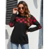 imageBlooming Jelly Womens Color Block Plaid Shirt Crewneck Sweatshirt Elbow Patches Pullover Sweatshirt TopBlack