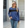 imageBlooming Jelly Womens Color Block Plaid Shirt Crewneck Sweatshirt Elbow Patches Pullover Sweatshirt TopBlack Blue Plaid