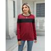 imageBlooming Jelly Womens Color Block Plaid Shirt Crewneck Sweatshirt Elbow Patches Pullover Sweatshirt TopBlack Red Plaid