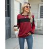 imageBlooming Jelly Womens Color Block Plaid Shirt Crewneck Sweatshirt Elbow Patches Pullover Sweatshirt TopBlack Red Plaid