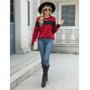 imageBlooming Jelly Womens Color Block Plaid Shirt Crewneck Sweatshirt Elbow Patches Pullover Sweatshirt TopBlack Red Plaid