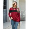 imageBlooming Jelly Womens Color Block Plaid Shirt Crewneck Sweatshirt Elbow Patches Pullover Sweatshirt TopBlack Red Plaid
