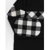 imageBlooming Jelly Womens Color Block Plaid Shirt Crewneck Sweatshirt Elbow Patches Pullover Sweatshirt TopBlack White Plaid