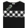 imageBlooming Jelly Womens Color Block Plaid Shirt Crewneck Sweatshirt Elbow Patches Pullover Sweatshirt TopBlack White Plaid