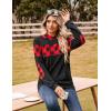 imageBlooming Jelly Womens Color Block Plaid Shirt Crewneck Sweatshirt Elbow Patches Pullover Sweatshirt TopMuticolor