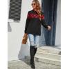 imageBlooming Jelly Womens Color Block Plaid Shirt Crewneck Sweatshirt Elbow Patches Pullover Sweatshirt TopMuticolor