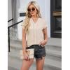 imageBlooming Jelly Womens Dressy Blouses Short Sleeve Business Casual Shirts V Neck Work Tops Fashion Pleated Summer T ShirtsApricot
