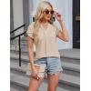 imageBlooming Jelly Womens Dressy Blouses Short Sleeve Business Casual Shirts V Neck Work Tops Fashion Pleated Summer T ShirtsApricot