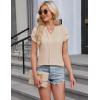 imageBlooming Jelly Womens Dressy Blouses Short Sleeve Business Casual Shirts V Neck Work Tops Fashion Pleated Summer T ShirtsApricot
