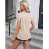 imageBlooming Jelly Womens Dressy Blouses Short Sleeve Business Casual Shirts V Neck Work Tops Fashion Pleated Summer T ShirtsApricot