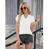 imageBlooming Jelly Womens Dressy Blouses Short Sleeve Business Casual Shirts V Neck Work Tops Fashion Pleated Summer T ShirtsWhite