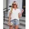 imageBlooming Jelly Womens Dressy Blouses Short Sleeve Business Casual Shirts V Neck Work Tops Fashion Pleated Summer T ShirtsWhite