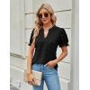 imageBlooming Jelly Womens Puff Sleeve Summer Tops Chiffon Short Sleeve Blouses White V Neck Pom Pom ShirtsBlack
