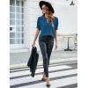 imageBlooming Jelly Womens Puff Sleeve Summer Tops Chiffon Short Sleeve Blouses White V Neck Pom Pom ShirtsDark Blue