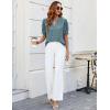 imageBlooming Jelly Womens Puff Sleeve Summer Tops Chiffon Short Sleeve Blouses White V Neck Pom Pom ShirtsDark Green