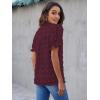 imageBlooming Jelly Womens Puff Sleeve Summer Tops Chiffon Short Sleeve Blouses White V Neck Pom Pom ShirtsDark Wine Red