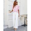 imageBlooming Jelly Womens Puff Sleeve Summer Tops Chiffon Short Sleeve Blouses White V Neck Pom Pom ShirtsLight Pink