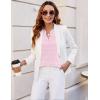 imageBlooming Jelly Womens Puff Sleeve Summer Tops Chiffon Short Sleeve Blouses White V Neck Pom Pom ShirtsLight Pink