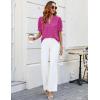 imageBlooming Jelly Womens Puff Sleeve Summer Tops Chiffon Short Sleeve Blouses White V Neck Pom Pom ShirtsMagenta