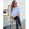 imageBlooming Jelly Womens Puff Sleeve Summer Tops Chiffon Short Sleeve Blouses White V Neck Pom Pom ShirtsSky Blue
