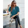 imageBlooming Jelly Womens Puff Sleeve Summer Tops Chiffon Short Sleeve Blouses White V Neck Pom Pom ShirtsTeal