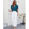 imageBlooming Jelly Womens Puff Sleeve Summer Tops Chiffon Short Sleeve Blouses White V Neck Pom Pom ShirtsTeal