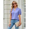 imageBlooming Jelly Womens Puff Sleeve Summer Tops Chiffon Short Sleeve Blouses White V Neck Pom Pom ShirtsViolet
