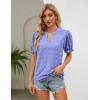imageBlooming Jelly Womens Puff Sleeve Summer Tops Chiffon Short Sleeve Blouses White V Neck Pom Pom ShirtsViolet
