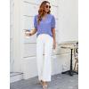 imageBlooming Jelly Womens Puff Sleeve Summer Tops Chiffon Short Sleeve Blouses White V Neck Pom Pom ShirtsViolet