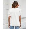 imageBlooming Jelly Womens Puff Sleeve Summer Tops Chiffon Short Sleeve Blouses White V Neck Pom Pom ShirtsWhite