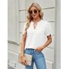imageBlooming Jelly Womens Puff Sleeve Summer Tops Chiffon Short Sleeve Blouses White V Neck Pom Pom ShirtsWhite