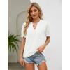 imageBlooming Jelly Womens Puff Sleeve Summer Tops Chiffon Short Sleeve Blouses White V Neck Pom Pom ShirtsWhite