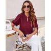 imageBlooming Jelly Womens Puff Sleeve Summer Tops Chiffon Short Sleeve Blouses White V Neck Pom Pom ShirtsWine Red