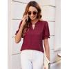 imageBlooming Jelly Womens Puff Sleeve Summer Tops Chiffon Short Sleeve Blouses White V Neck Pom Pom ShirtsWine Red