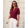 imageBlooming Jelly Womens Puff Sleeve Summer Tops Chiffon Short Sleeve Blouses White V Neck Pom Pom ShirtsWine Red