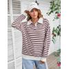 imageBlooming Jelly Womens Striped Sweatshirt Collared Cute Long Sleeve Tops Fall Fashion 2024 Trendy Ladies Casual Winter ShirtBeige Cherry