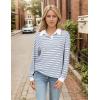 imageBlooming Jelly Womens Striped Sweatshirt Collared Cute Long Sleeve Tops Fall Fashion 2024 Trendy Ladies Casual Winter ShirtLight Blue Cobalt
