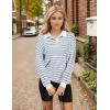 imageBlooming Jelly Womens Striped Sweatshirt Collared Cute Long Sleeve Tops Fall Fashion 2024 Trendy Ladies Casual Winter ShirtLight Blue Cobalt