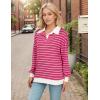 imageBlooming Jelly Womens Striped Sweatshirt Collared Cute Long Sleeve Tops Fall Fashion 2024 Trendy Ladies Casual Winter ShirtPink Raspberry