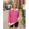imageBlooming Jelly Womens Striped Sweatshirt Collared Cute Long Sleeve Tops Fall Fashion 2024 Trendy Ladies Casual Winter ShirtPink Raspberry
