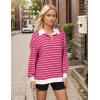 imageBlooming Jelly Womens Striped Sweatshirt Collared Cute Long Sleeve Tops Fall Fashion 2024 Trendy Ladies Casual Winter ShirtPink Raspberry