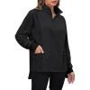 imageBlooming Jelly Women Oversized Sweatshirt Fleece Quarter Zip Pullover Casual Long Sleeve Tops Fall Outfits with PocketsBlack