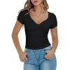 imageBlooming Jelly Women Summer Short Sleeve T Shirts Twist Front Casual Tops Slim Fit Trendy Tshirts Tee 2025Black