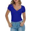imageBlooming Jelly Women Summer Short Sleeve T Shirts Twist Front Casual Tops Slim Fit Trendy Tshirts Tee 2025Deep Blue