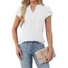 imageBlooming Jelly Womens Dressy Blouses Short Sleeve Business Casual Shirts V Neck Work Tops Fashion Pleated Summer T ShirtsWhite