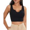 imageBlooming Jelly Womens Sexy Sleeveless Crop Tank Tops Summer Going Out Top Square Neck Ribbed Racerback Tee ShirtsBlack