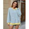 imageBlooming Jelly Women Oversized Sweatshirt Fall Top Crewneck Long Sleeve Shirt Casual Outfits Striped Y2K PulloverStriped Blue