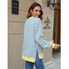 imageBlooming Jelly Women Oversized Sweatshirt Fall Top Crewneck Long Sleeve Shirt Casual Outfits Striped Y2K PulloverStriped Blue